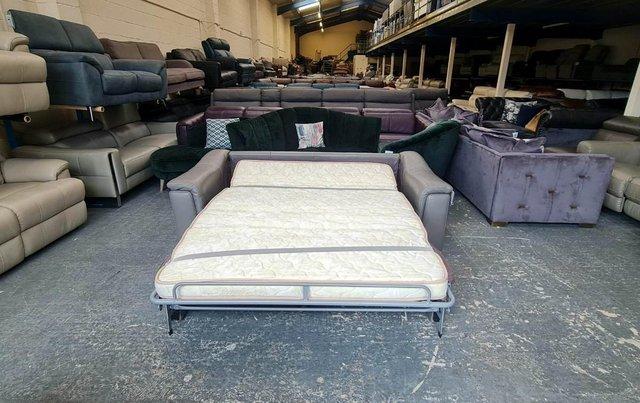 Image 10 of New Clarence grey leather 3 seater sofa bed