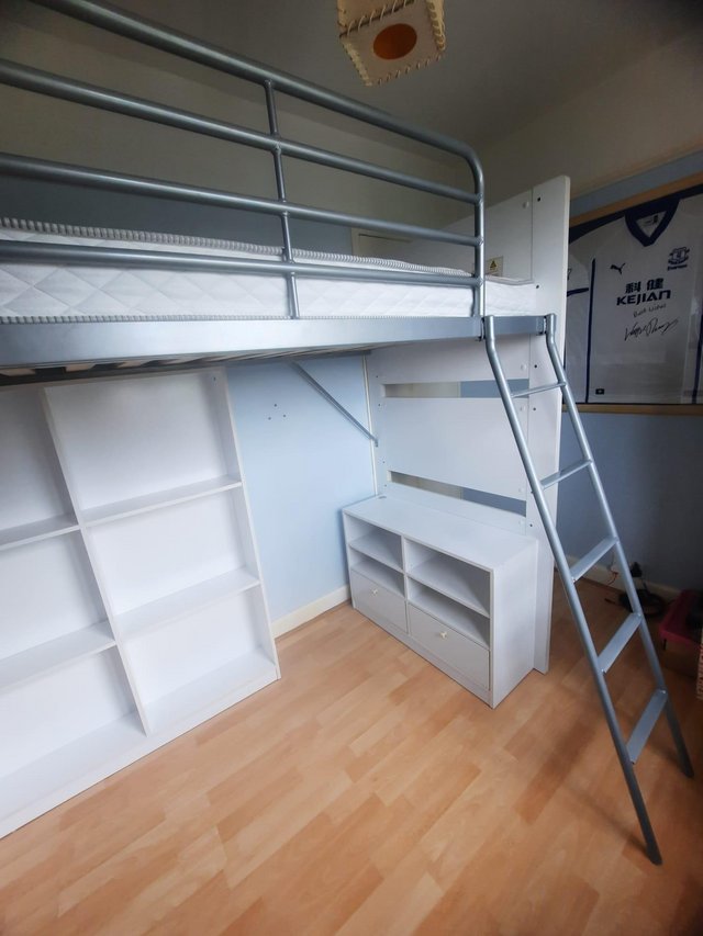 Preview of the first image of High Sleeper Loft Bed White 3ft(cost £400+).