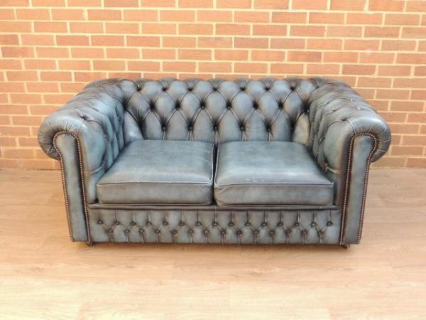 Image 4 of Chesterfield Blue Sofa (UK Delivery