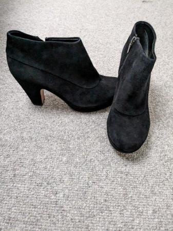 Image 2 of Clarks Katelina Bay black suede platform ankle boots size 7