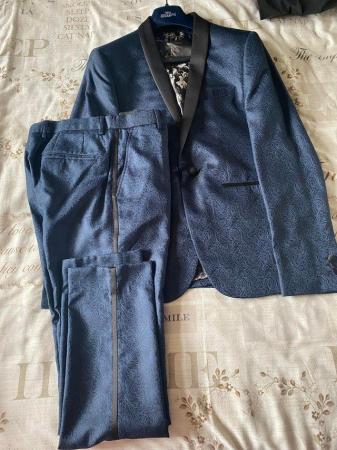 Image 1 of Men’s Next occasions suit Blue/Black pattern