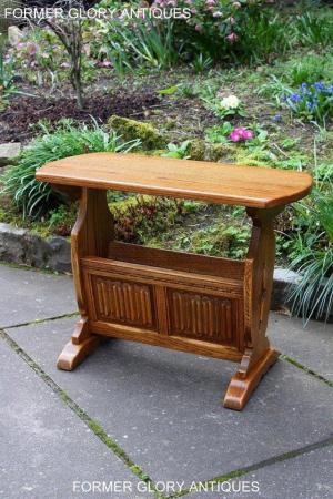 Image 53 of AN OLD CHARM VINTAGE OAK MAGAZINE RACK COFFEE LAMP TABLE