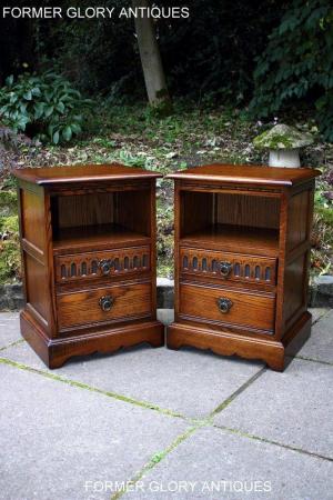 Image 110 of A PAIR OF OLD CHARM LIGHT OAK BEDSIDE CABINETS LAMP TABLES