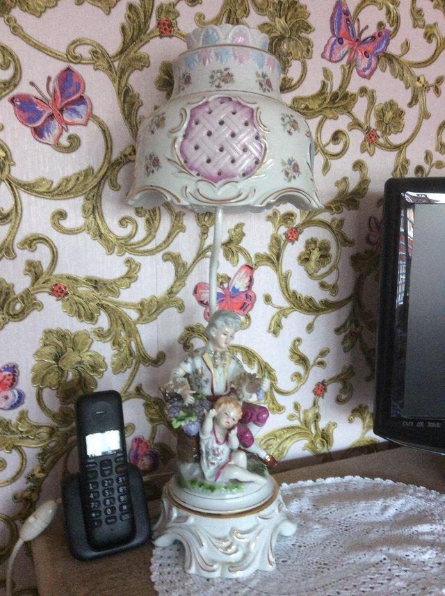 Preview of the first image of Vintage Continental Porcelain Figurine Figurine Lamp.