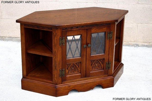 Image 100 of AN OLD CHARM LIGHT OAK CORNER TV DVD CD CABINET STAND TABLE