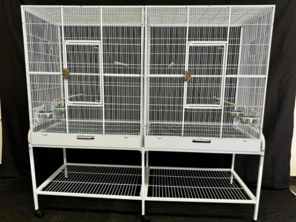 Image 3 of Parrot-Supplies Premium Double Flight Parrot Cage With Stand