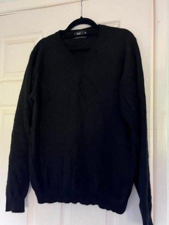 Image 2 of Black Cashmere v neck jumper size M