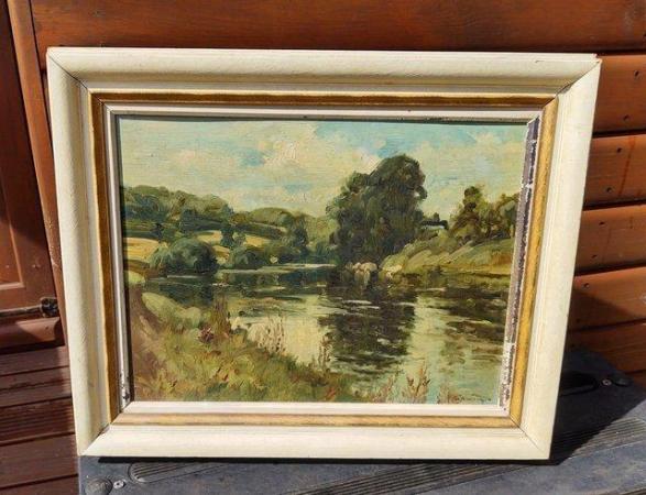 Image 3 of “Fishing On The Severn” Oil Painting On Board