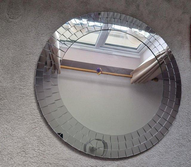 Preview of the first image of Large Round Mosaic Edge Style Mirror.