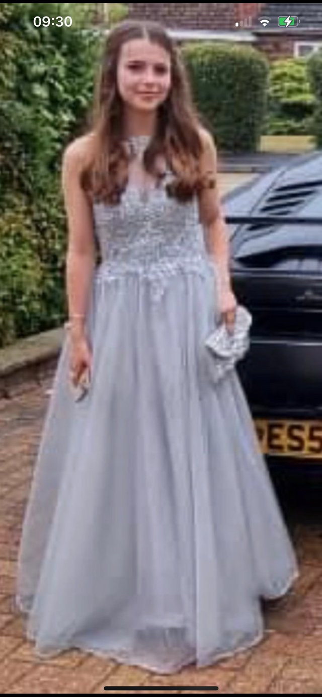 Preview of the first image of Prom dress silver grey size 4/6.