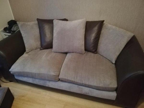 Image 2 of Sofas 3 and 2 seater brown/beige