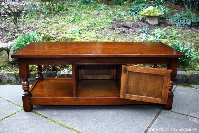 Image 71 of OLD CHARM LIGHT OAK LONG WINE COFFEE TABLE CABINET TV STAND