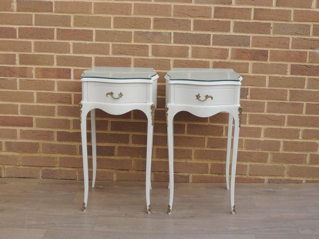 Preview of the first image of Pair of French Tall Bedside Tables (UK Delivery).