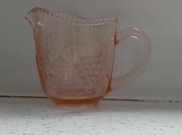 Image 10 of A Small Vintage Glass Jug with Orange Hues.  Height 3.1/2".