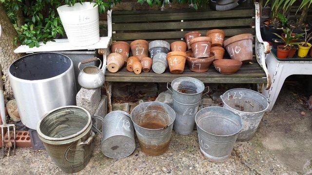 Image 3 of Old Terracotta Flower Pots & Shabby -Chic Galvanized Contain