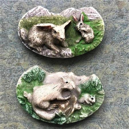 Image 1 of 2 3D fridge magnets - hares & squirrels. £3.50 both.