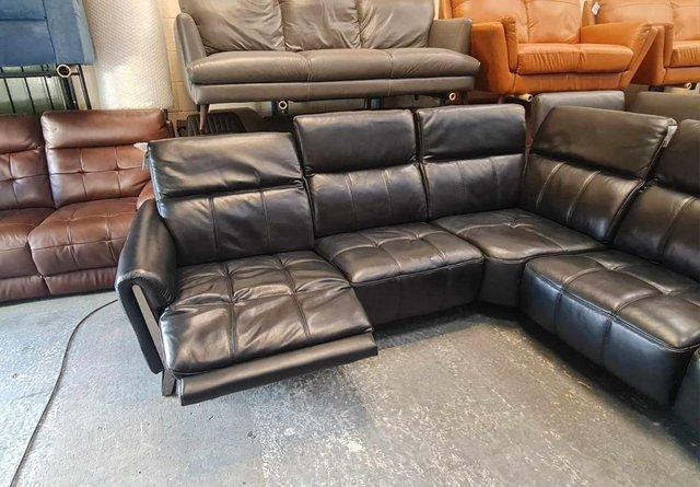 Image 11 of Ex-display Packham black leather recliner corner sofa