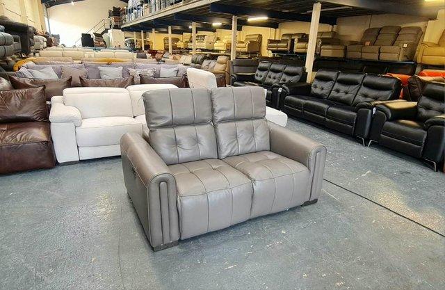Image 4 of Alessio grey leather electric recliner 2 seater sofa