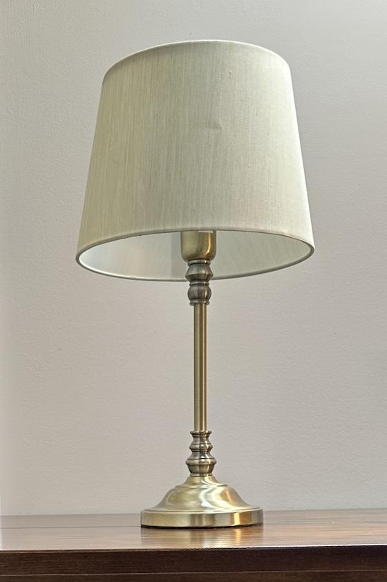 Preview of the first image of Antique Brass Finish Table Lamp with Cream Shade.