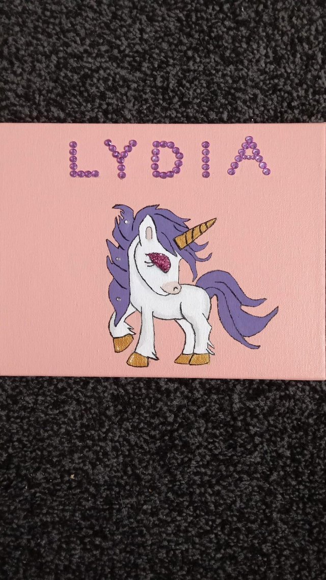 Preview of the first image of Unicorn Hand Painted Canvas.