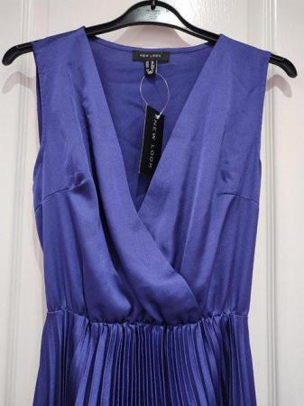Image 5 of New Look Purple Occasion Satin Pleated Dress UK 12