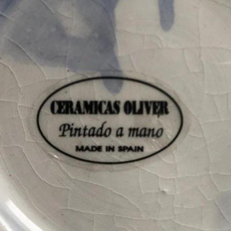 Image 2 of Vintage 6½” hand-painted saucer, Ceramicas Oliver, Spain.