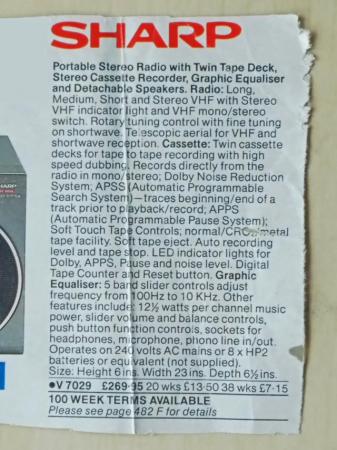 Image 1 of Sharp Qt- 90Double Radio Cassette Player Portabl