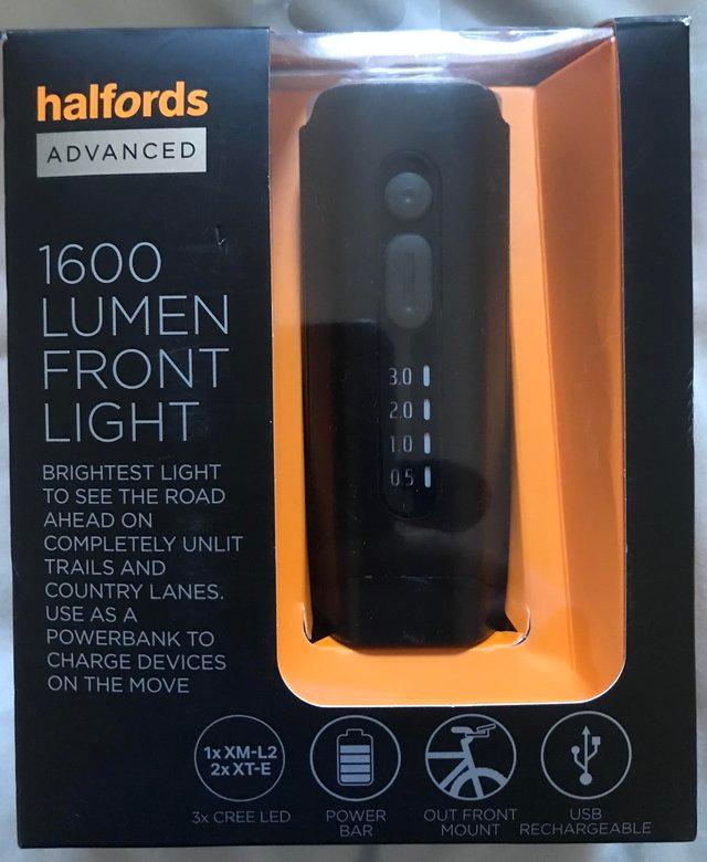 Preview of the first image of Halfords Advanced 1600 Lumen Front Bike Light.
