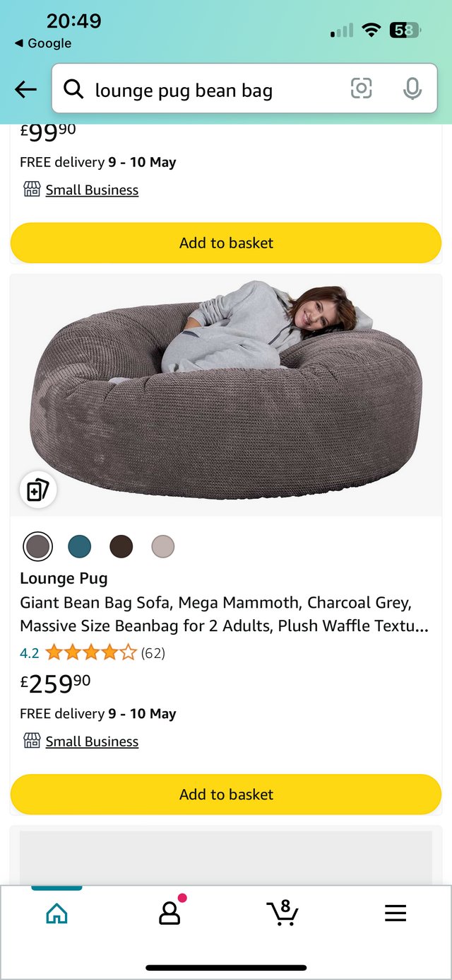 Preview of the first image of Lounge pug mega bean bag - great condition.