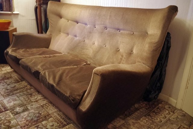 Image 2 of 3 Seat Sofa, brown velvety cover
