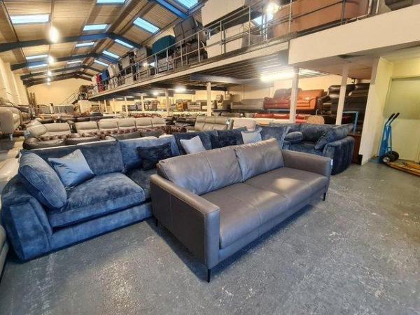 Image 2 of Ex-display Massimo grey leather large 3 seater sofa