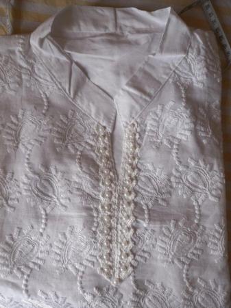 Image 2 of New pure cotton embroidered white long top