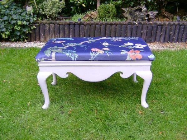 Image 2 of Large wooden foot / stool with new upholstery