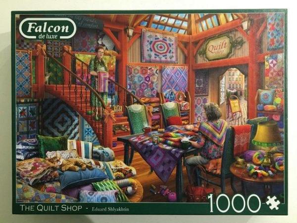 Image 2 of Falcon 1000 piece jigsaw titled The Quilt Shop.