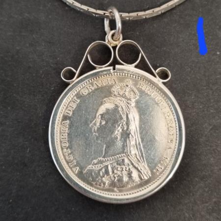 Image 1 of Sterling Silver Antique coin pendant