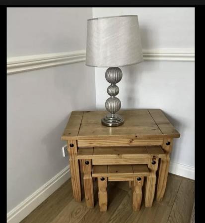 Image 1 of Corona light wood pine nest of tables