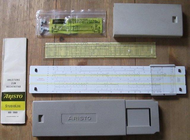 Preview of the first image of Vintage Aristo Slide Rule 0969 with extras..