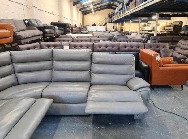 Image 6 of La-z-boy Winslow grey leather electric recliner corner sofa