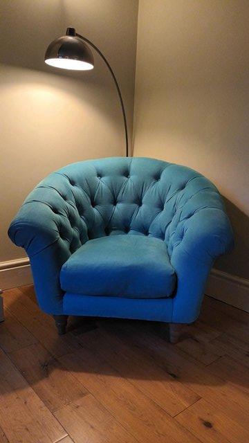 Preview of the first image of Cupcake Armchair Peacock blue by Loaf at John Lewis.