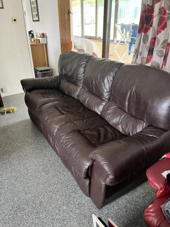 Image 2 of Real leather 3 seater recliner and recliner chair