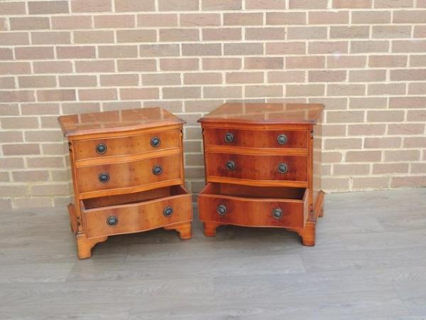 Image 2 of Pair of Burr Wood Bedside Chests (UK Delivery)