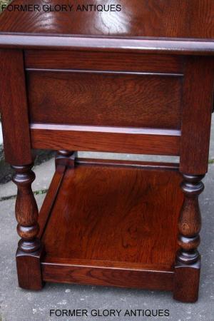 Image 16 of AN OLD CHARM TUDOR BROWN CARVED OAK BEDSIDE PHONE LAMP TABLE