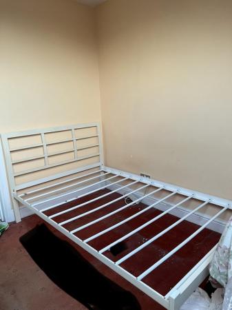 Image 2 of Queen Bed - Small Double Bed - 3/4 Bed - White Metal Frame