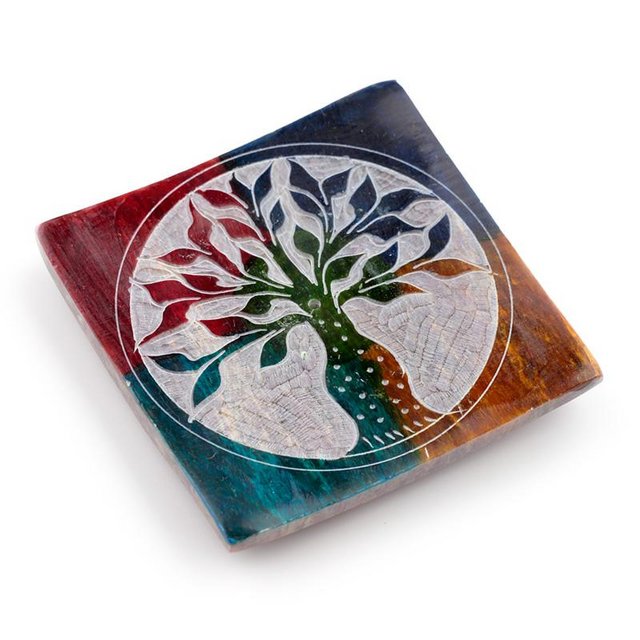Preview of the first image of Soapstone Incense Burner Dish Tree of Life. Free uk postage.