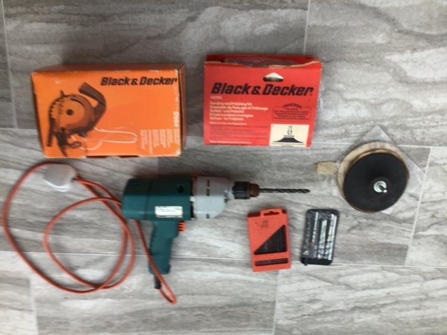 Preview of the first image of Black & Decker drill, with circular saw attachment.