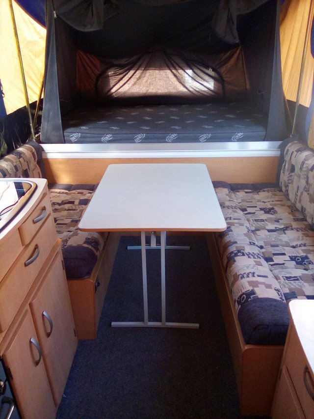 Preview of the first image of Conway crusader folding camper trailer tent blue with toilet.