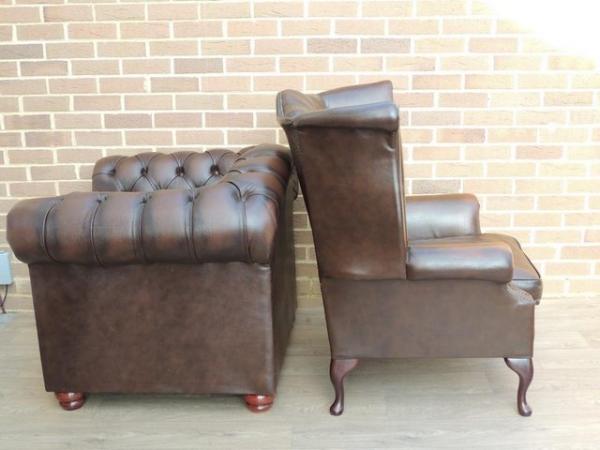 Image 11 of Chesterfield Armchairs + Footstool (UK Delivery)