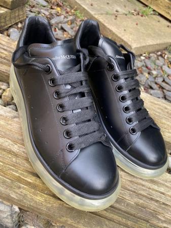 Image 3 of Black Leather Alexander McQueen Chunky Trainers Size 6