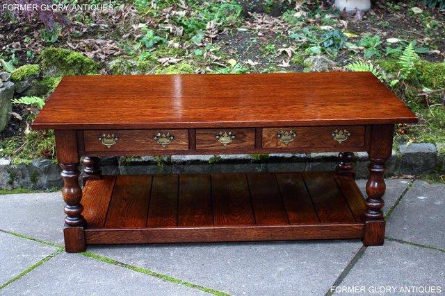 Image 79 of TAYLOR & Co STRESSED OAK THREE DRAWER POTBOARD COFFEE TABLE