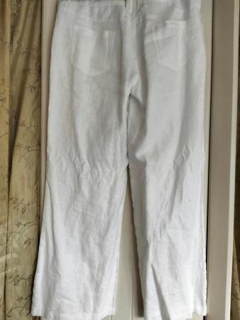 Image 3 of Per Una white linen trousers fully lined